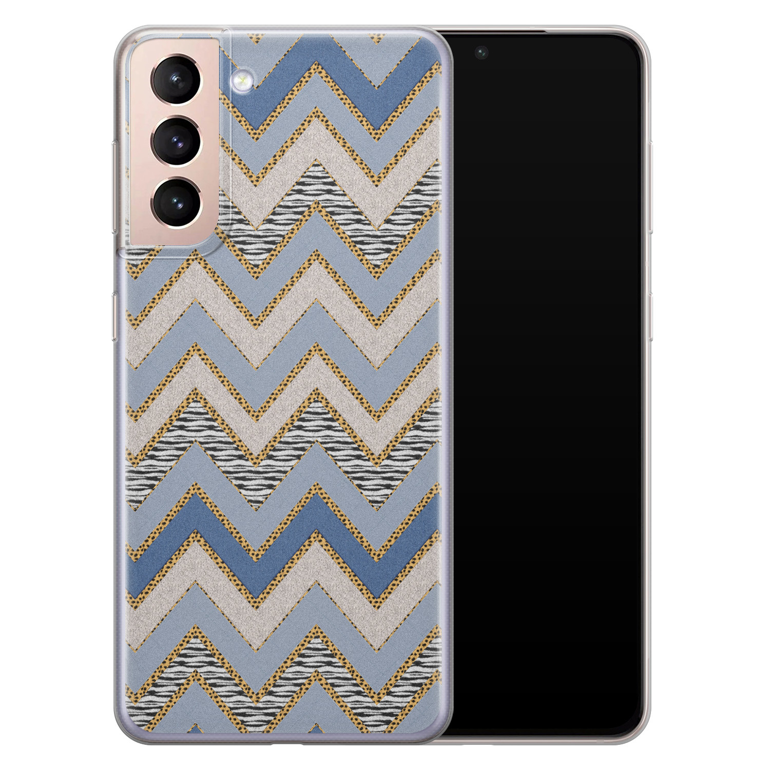 Leuke Telefoonhoesjes Samsung Galaxy S21 siliconen hoesje - Retro zigzag