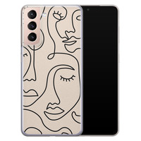 Leuke Telefoonhoesjes Samsung Galaxy S21 siliconen hoesje - Abstract gezicht lijnen