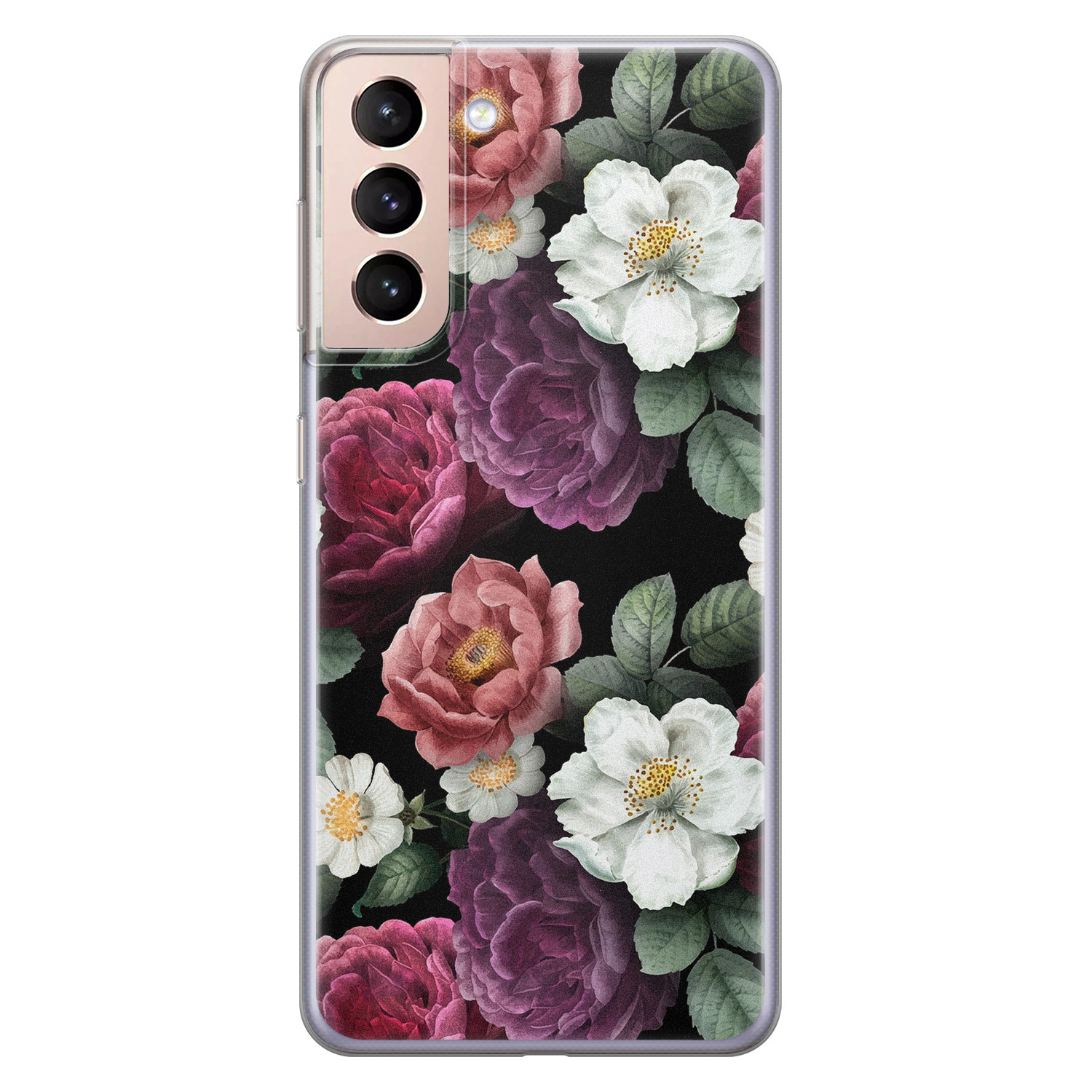 Leuke Telefoonhoesjes Samsung Galaxy S21 siliconen hoesje - Bloemenliefde