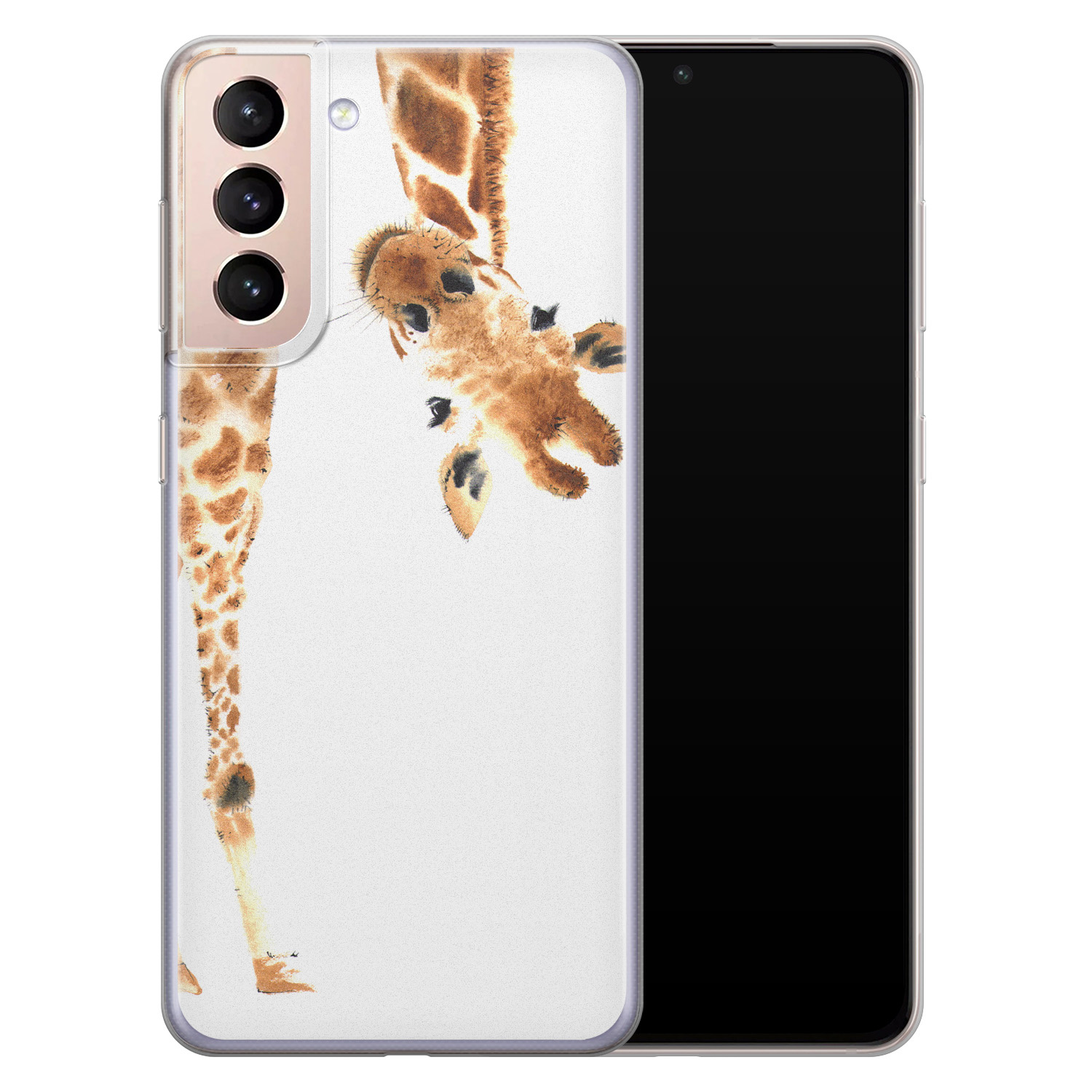 Leuke Telefoonhoesjes Samsung Galaxy S21 siliconen hoesje - Giraffe peekaboo