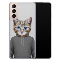 Leuke Telefoonhoesjes Samsung Galaxy S21 siliconen hoesje - Poezenhoofd