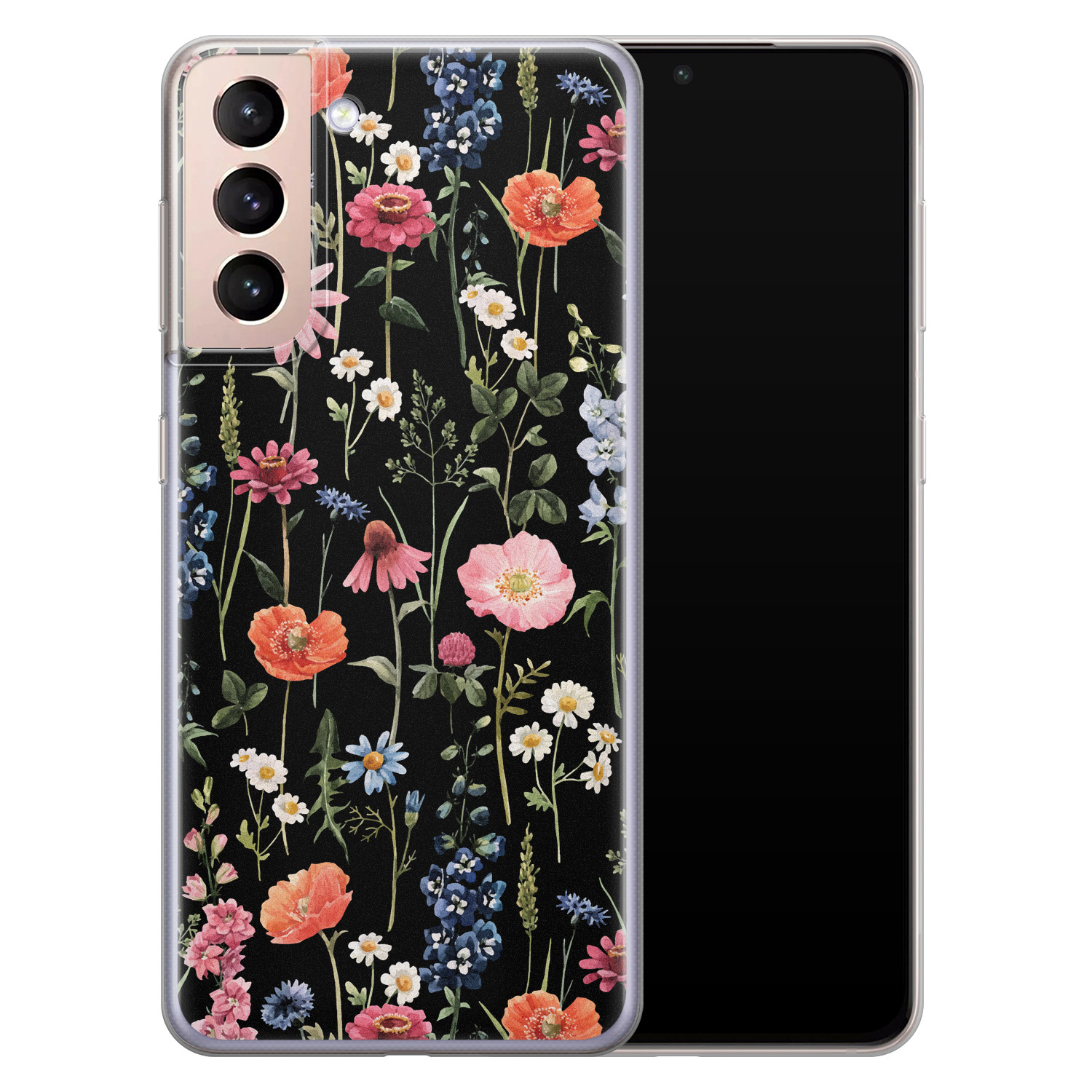 Leuke Telefoonhoesjes Samsung Galaxy S21 siliconen hoesje - Dark flowers