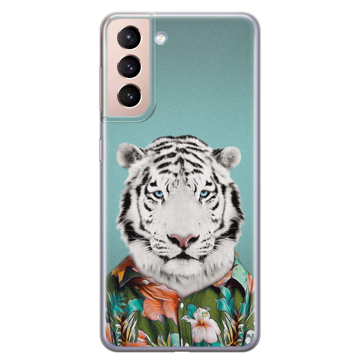 Leuke Telefoonhoesjes Samsung Galaxy S21 siliconen hoesje - Witte tijger