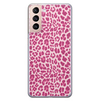 Leuke Telefoonhoesjes Samsung Galaxy S21 siliconen hoesje - Luipaard roze