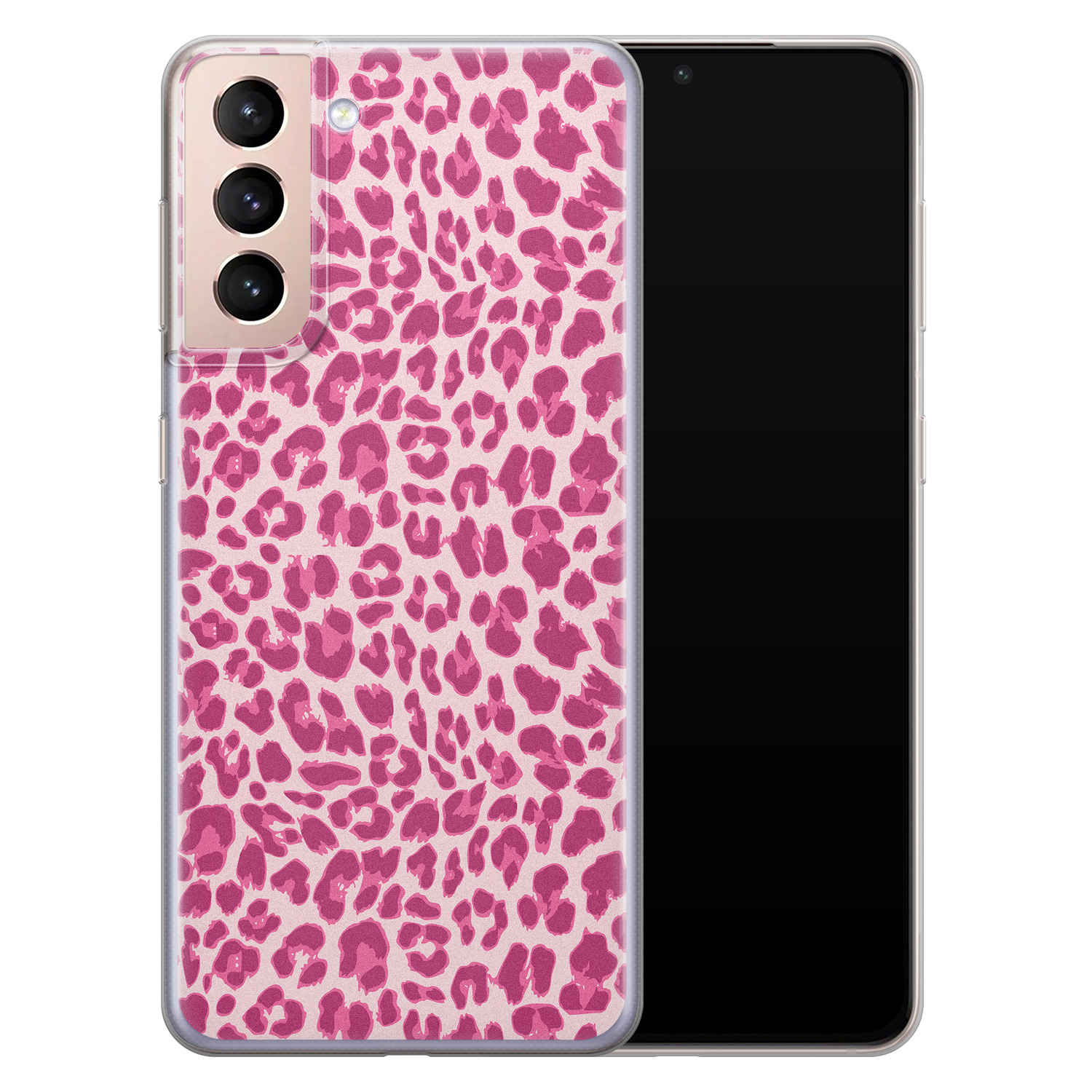 Leuke Telefoonhoesjes Samsung Galaxy S21 siliconen hoesje - Luipaard roze