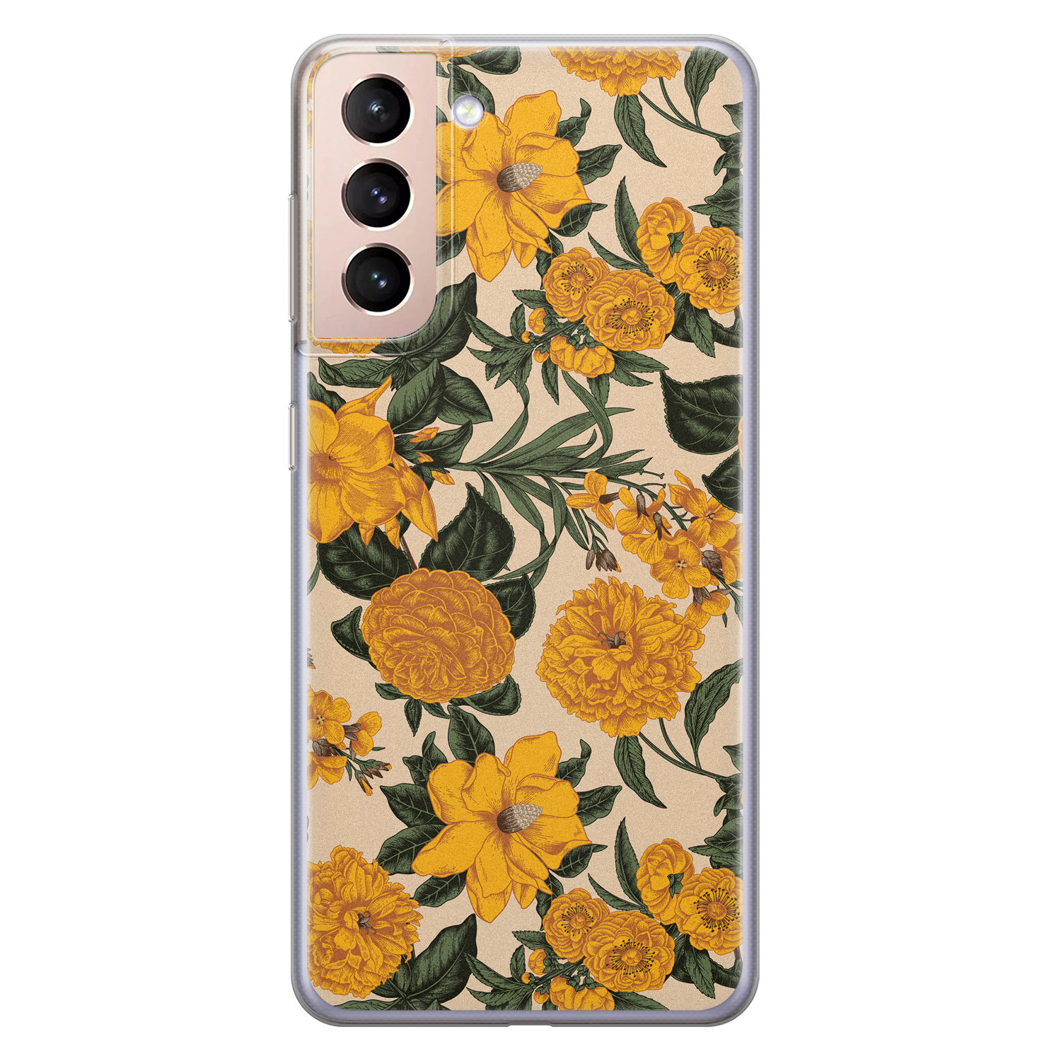 Leuke Telefoonhoesjes Samsung Galaxy S21 siliconen hoesje - Retro flowers
