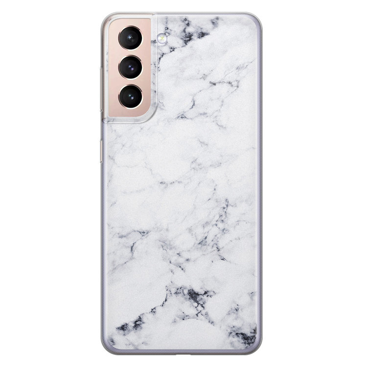 Leuke Telefoonhoesjes Samsung Galaxy S21 siliconen hoesje - Marmer grijs