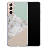 Leuke Telefoonhoesjes Samsung Galaxy S21 siliconen hoesje - Marmer pastel mix