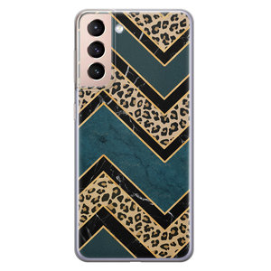 Leuke Telefoonhoesjes Samsung Galaxy S21 Plus siliconen hoesje - Luipaard zigzag