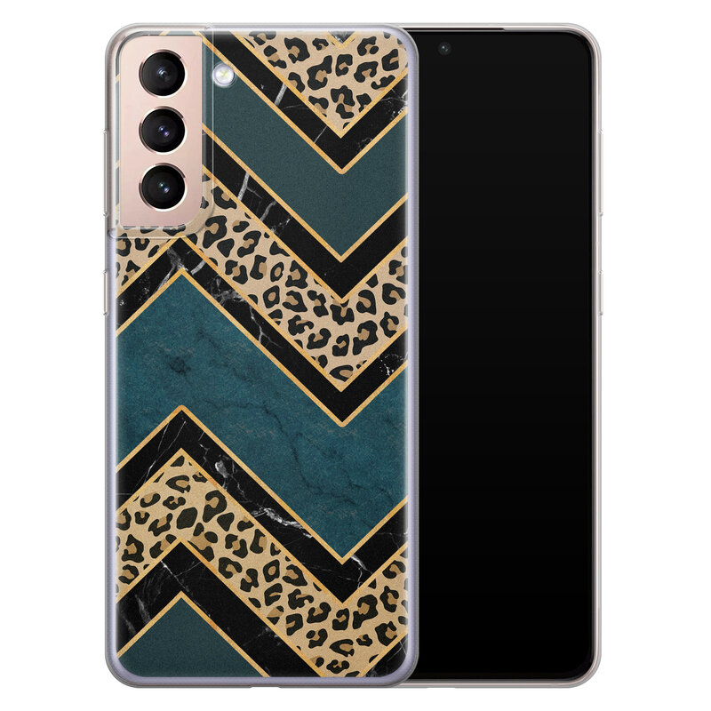 Leuke Telefoonhoesjes Samsung Galaxy S21 Plus siliconen hoesje - Luipaard zigzag