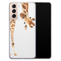 Leuke Telefoonhoesjes Samsung Galaxy S21 Plus siliconen hoesje - Giraffe peekaboo