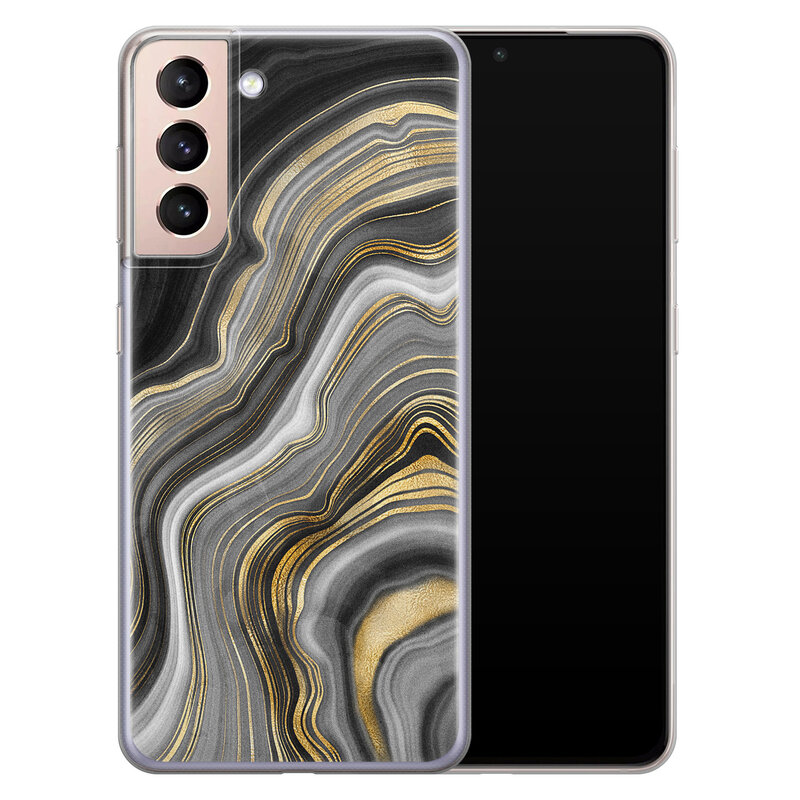 Leuke Telefoonhoesjes Samsung Galaxy S21 Plus siliconen hoesje - Golden agate