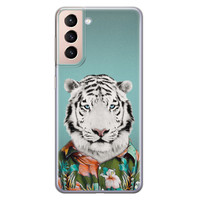 Leuke Telefoonhoesjes Samsung Galaxy S21 Plus siliconen hoesje - Witte tijger