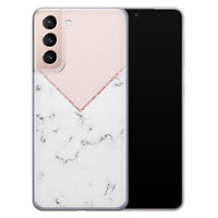 Leuke Telefoonhoesjes Samsung Galaxy S21 Plus siliconen hoesje - Marmer roze grijs