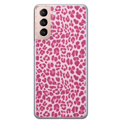Leuke Telefoonhoesjes Samsung Galaxy S21 Plus siliconen hoesje - Luipaard roze