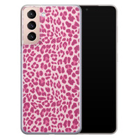 Leuke Telefoonhoesjes Samsung Galaxy S21 Plus siliconen hoesje - Luipaard roze