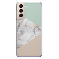 Leuke Telefoonhoesjes Samsung Galaxy S21 Plus siliconen hoesje - Marmer pastel mix