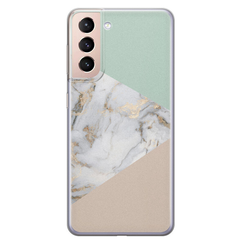 Leuke Telefoonhoesjes Samsung Galaxy S21 Plus siliconen hoesje - Marmer pastel mix