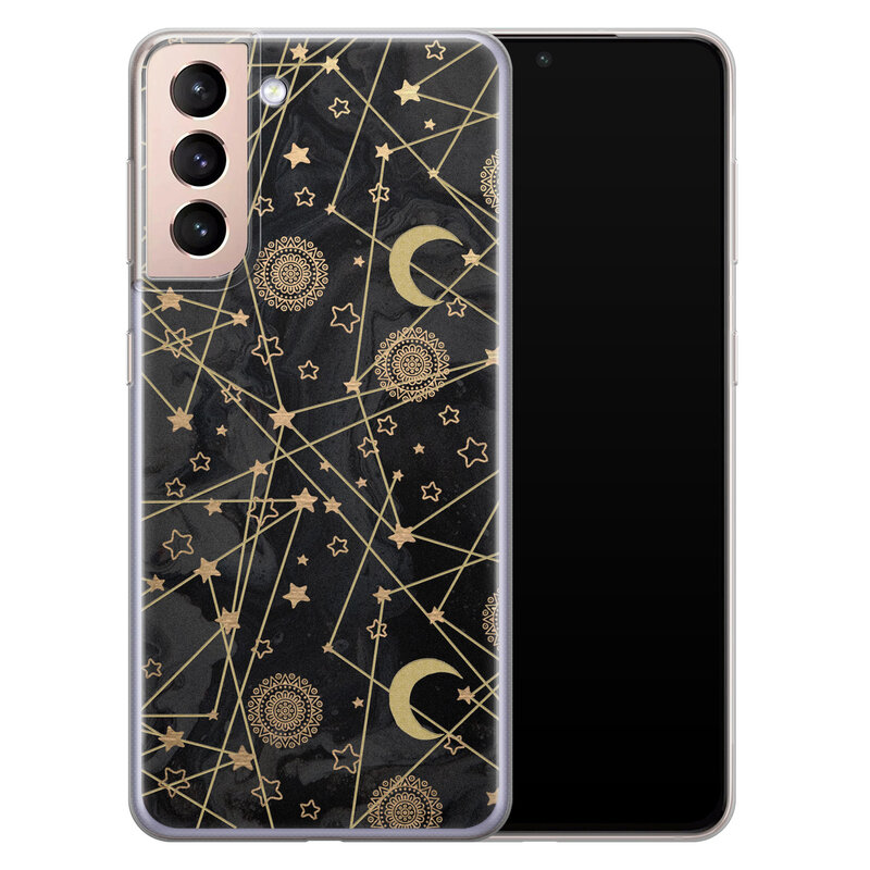 Leuke Telefoonhoesjes Samsung Galaxy S21 Plus siliconen hoesje - Sun, moon, stars