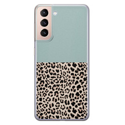 Leuke Telefoonhoesjes Samsung Galaxy S21 siliconen hoesje - Luipaard mint