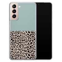 Leuke Telefoonhoesjes Samsung Galaxy S21 Plus siliconen hoesje - Luipaard mint