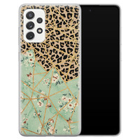 Leuke Telefoonhoesjes Samsung Galaxy A52 siliconen hoesje - Luipaard flower print