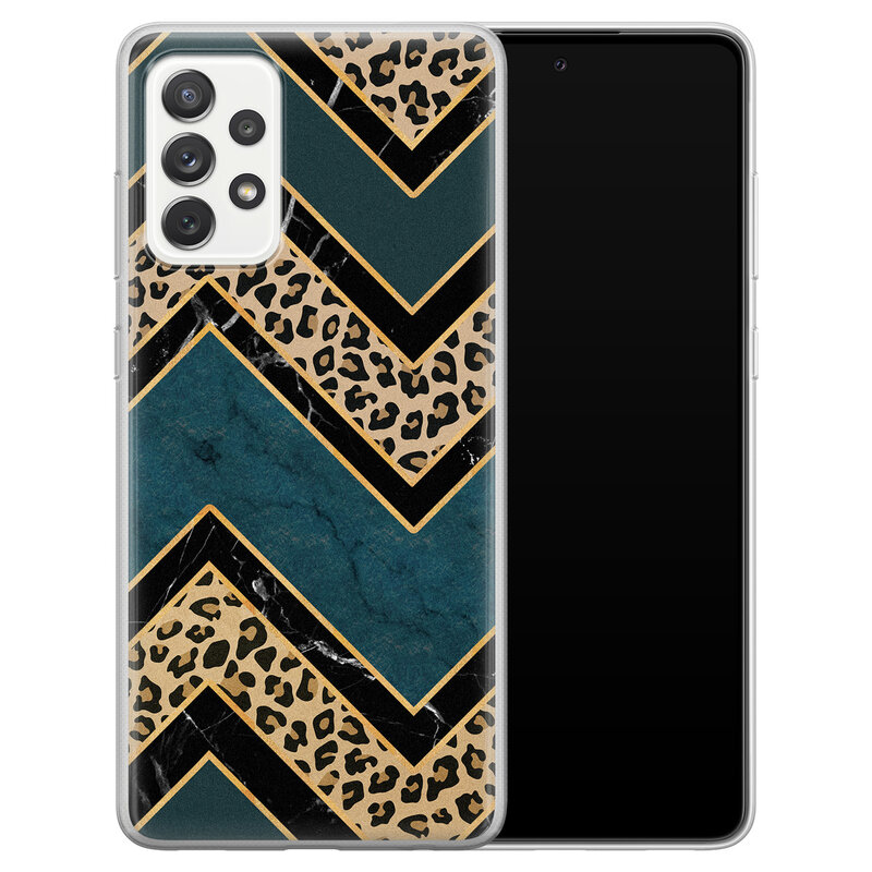 Leuke Telefoonhoesjes Samsung Galaxy A52 siliconen hoesje - Luipaard zigzag