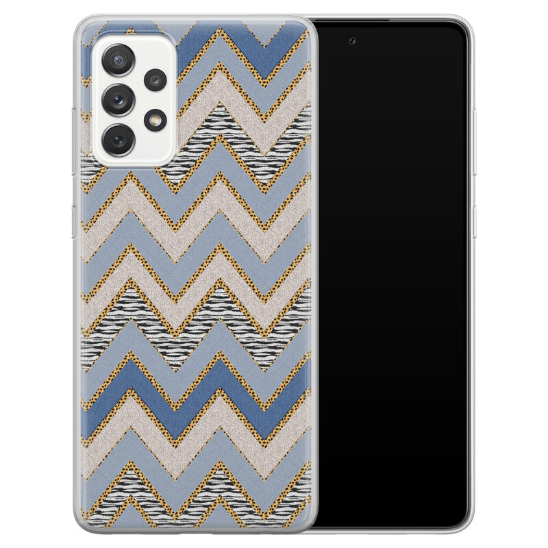 Leuke Telefoonhoesjes Samsung Galaxy A52 siliconen hoesje - Retro zigzag