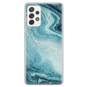 Leuke Telefoonhoesjes Samsung Galaxy A52 siliconen hoesje - Marmer blauw