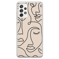 Leuke Telefoonhoesjes Samsung Galaxy A52 siliconen hoesje - Abstract gezicht lijnen