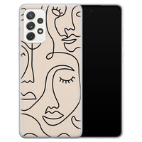 Leuke Telefoonhoesjes Samsung Galaxy A52 siliconen hoesje - Abstract gezicht lijnen