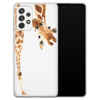 Leuke Telefoonhoesjes Samsung Galaxy A52 siliconen hoesje - Giraffe peekaboo