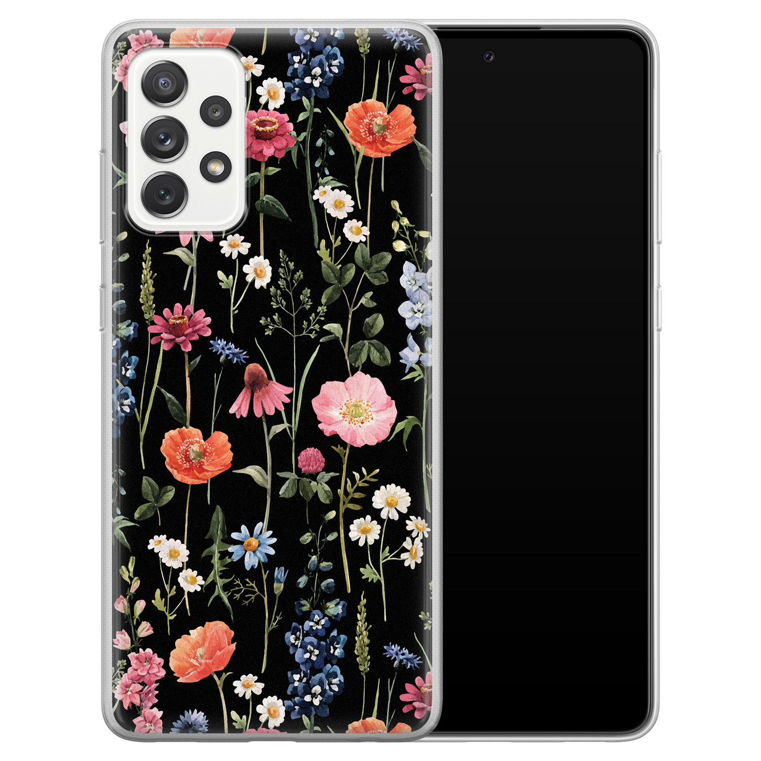 Leuke Telefoonhoesjes Samsung Galaxy A52 siliconen hoesje - Dark flowers