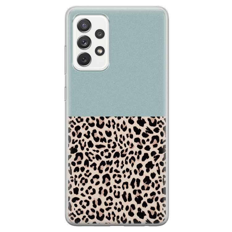 Leuke Telefoonhoesjes Samsung Galaxy A52 siliconen hoesje - Luipaard mint