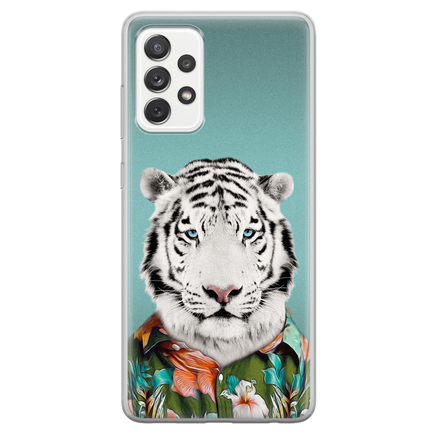 Leuke Telefoonhoesjes Samsung Galaxy A52 siliconen hoesje - Witte tijger