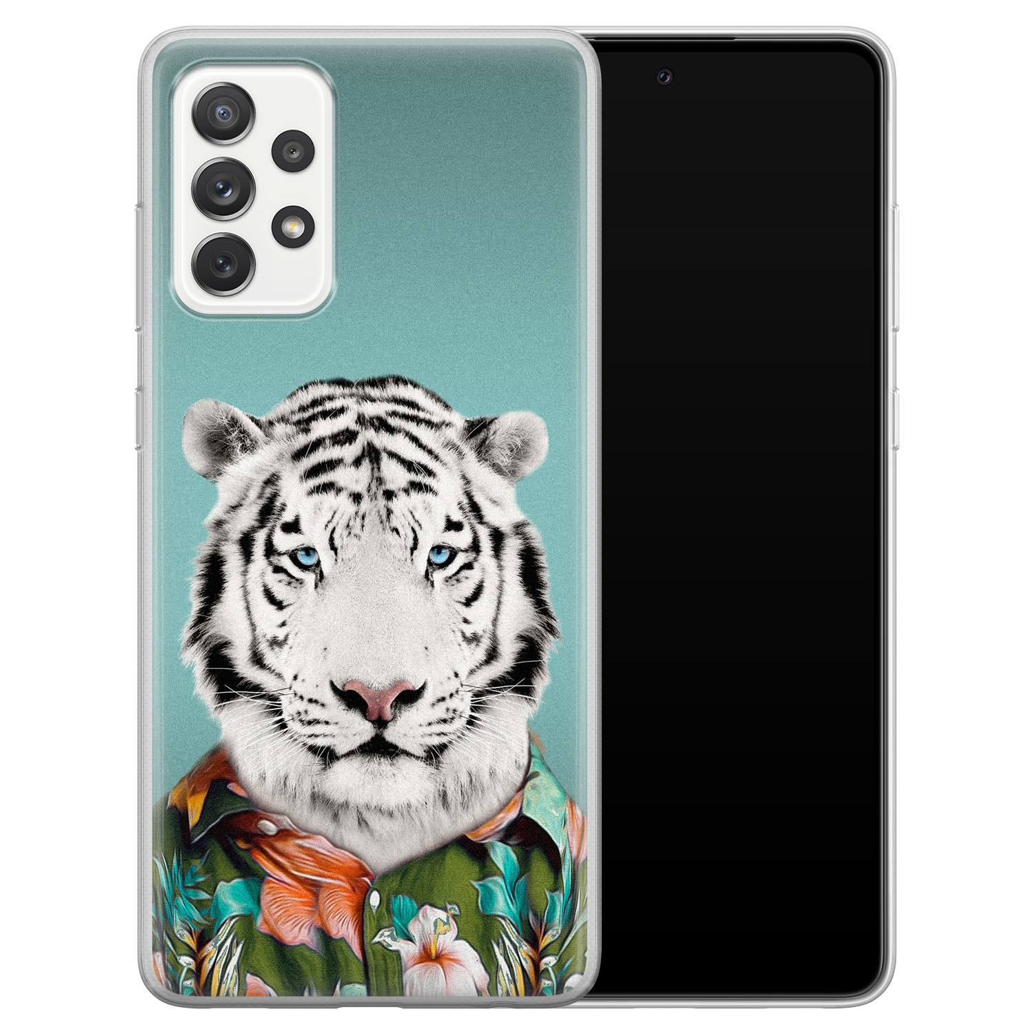 Leuke Telefoonhoesjes Samsung Galaxy A52 siliconen hoesje - Witte tijger