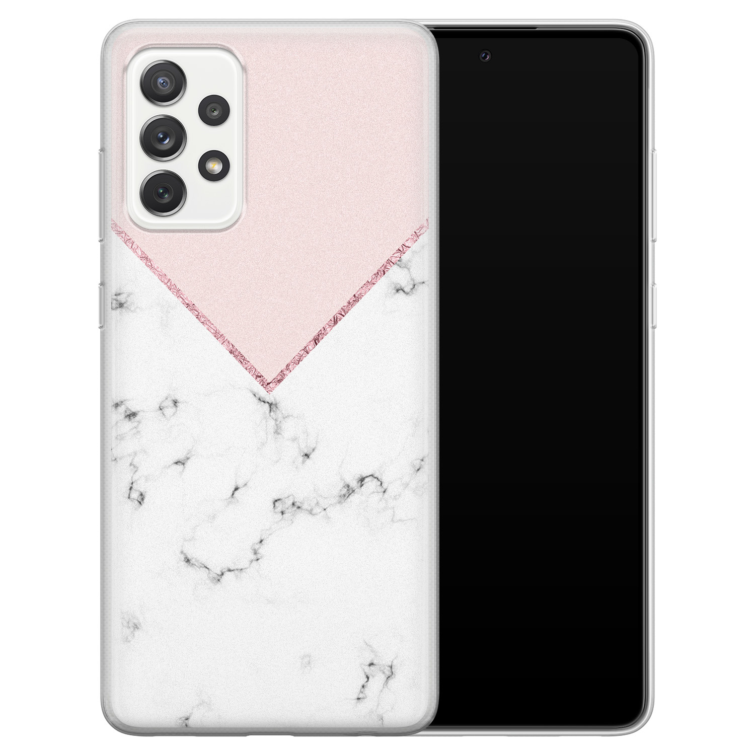 Leuke Telefoonhoesjes Samsung Galaxy A52 siliconen hoesje - Marmer roze grijs