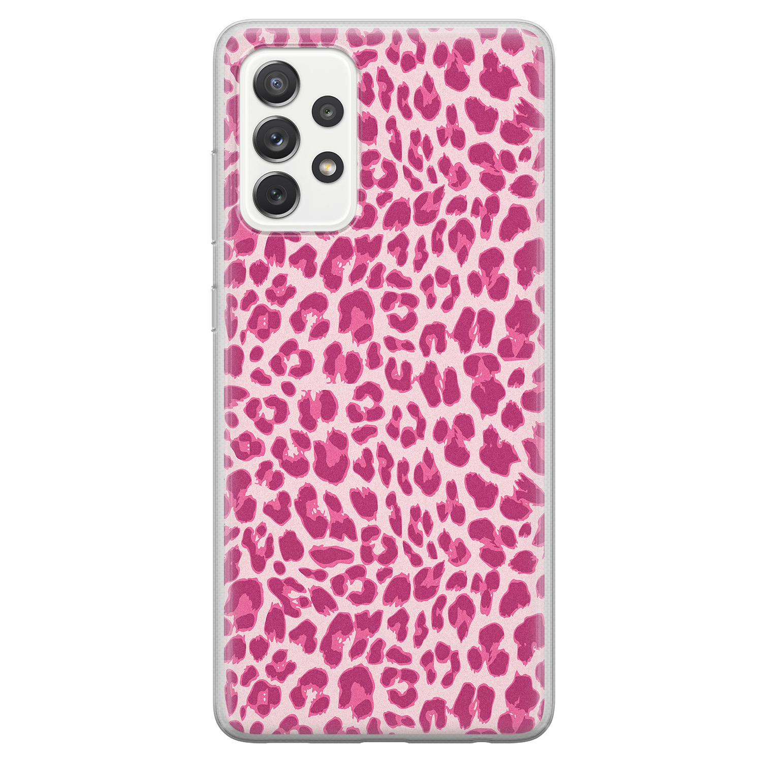 Leuke Telefoonhoesjes Samsung Galaxy A52 siliconen hoesje - Luipaard roze