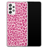 Leuke Telefoonhoesjes Samsung Galaxy A52 siliconen hoesje - Luipaard roze