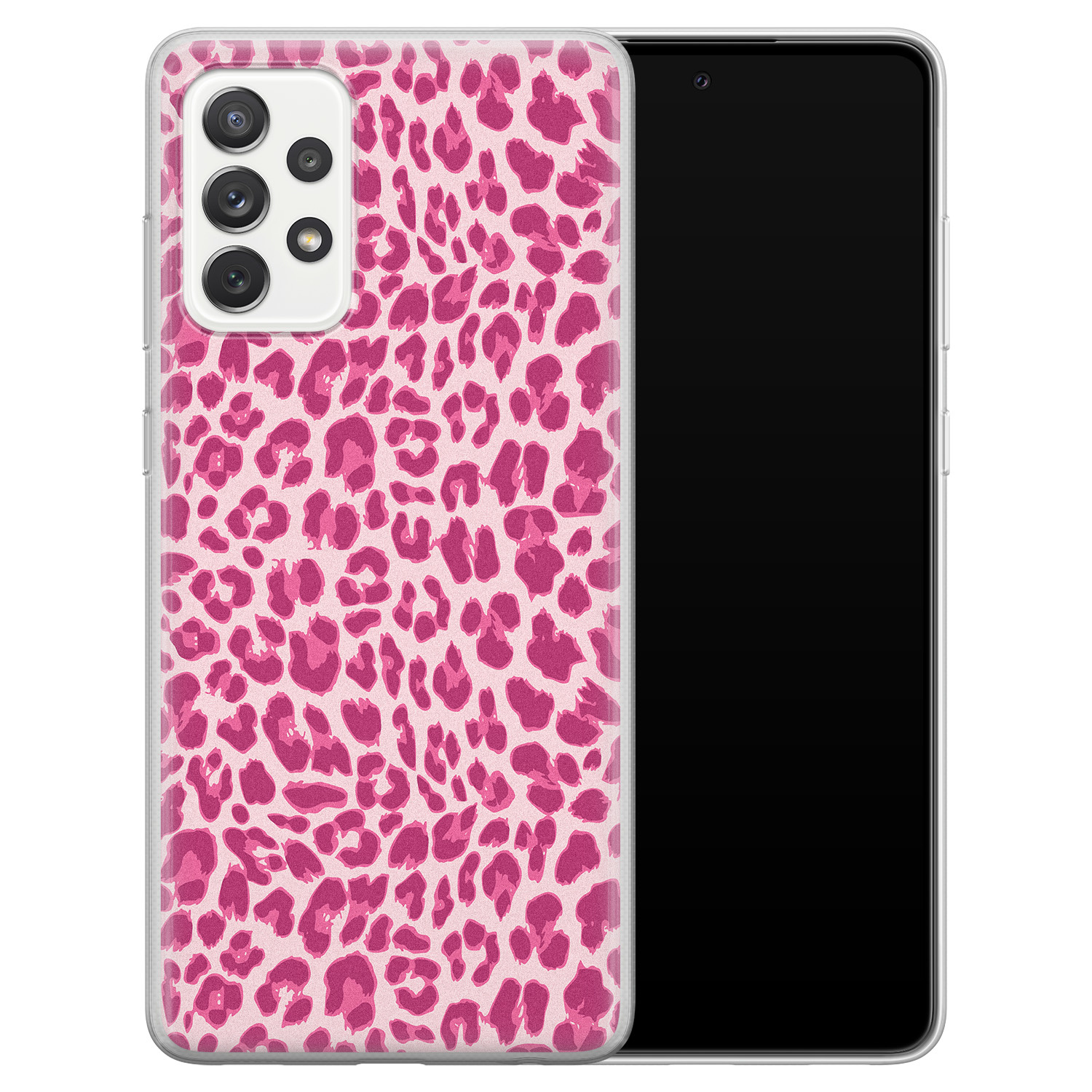 Leuke Telefoonhoesjes Samsung Galaxy A52 siliconen hoesje - Luipaard roze