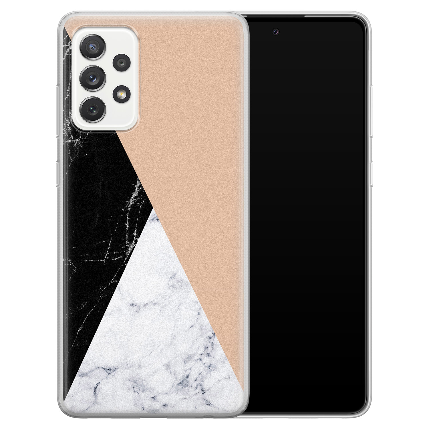 Leuke Telefoonhoesjes Samsung Galaxy A52 siliconen hoesje - Marmer zwart bruin