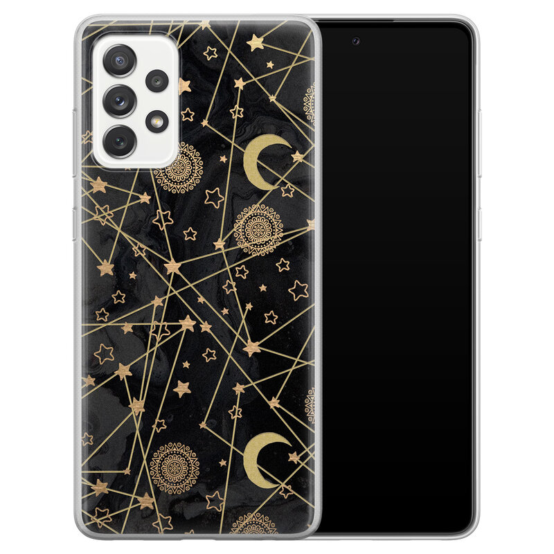 Leuke Telefoonhoesjes Samsung Galaxy A52 siliconen hoesje - Sun, moon, stars
