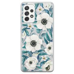 Leuke Telefoonhoesjes Samsung Galaxy A52 siliconen hoesje - Witte bloemen