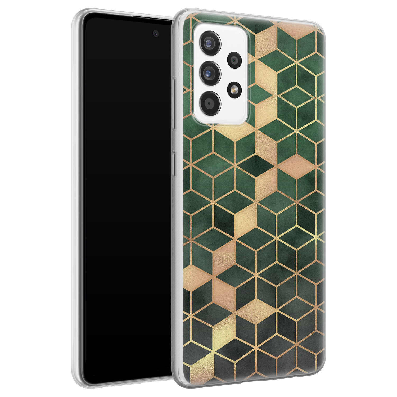 Leuke Telefoonhoesjes Samsung Galaxy A52 siliconen hoesje - Green cubes