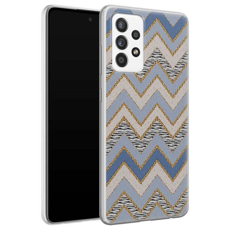Leuke Telefoonhoesjes Samsung Galaxy A52 siliconen hoesje - Retro zigzag