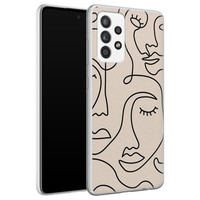 Leuke Telefoonhoesjes Samsung Galaxy A52 siliconen hoesje - Abstract gezicht lijnen