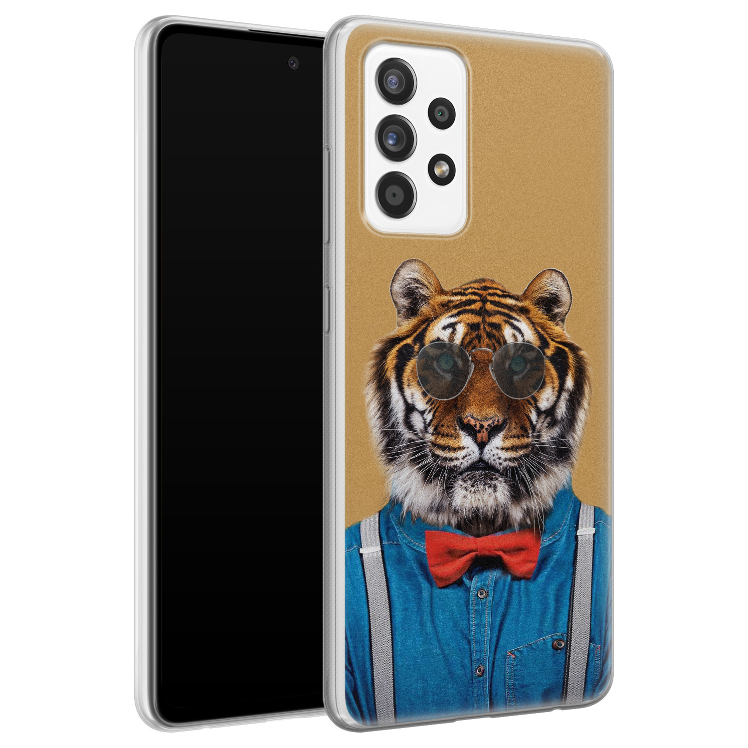 Leuke Telefoonhoesjes Samsung Galaxy A52 siliconen hoesje - Tijger hipster