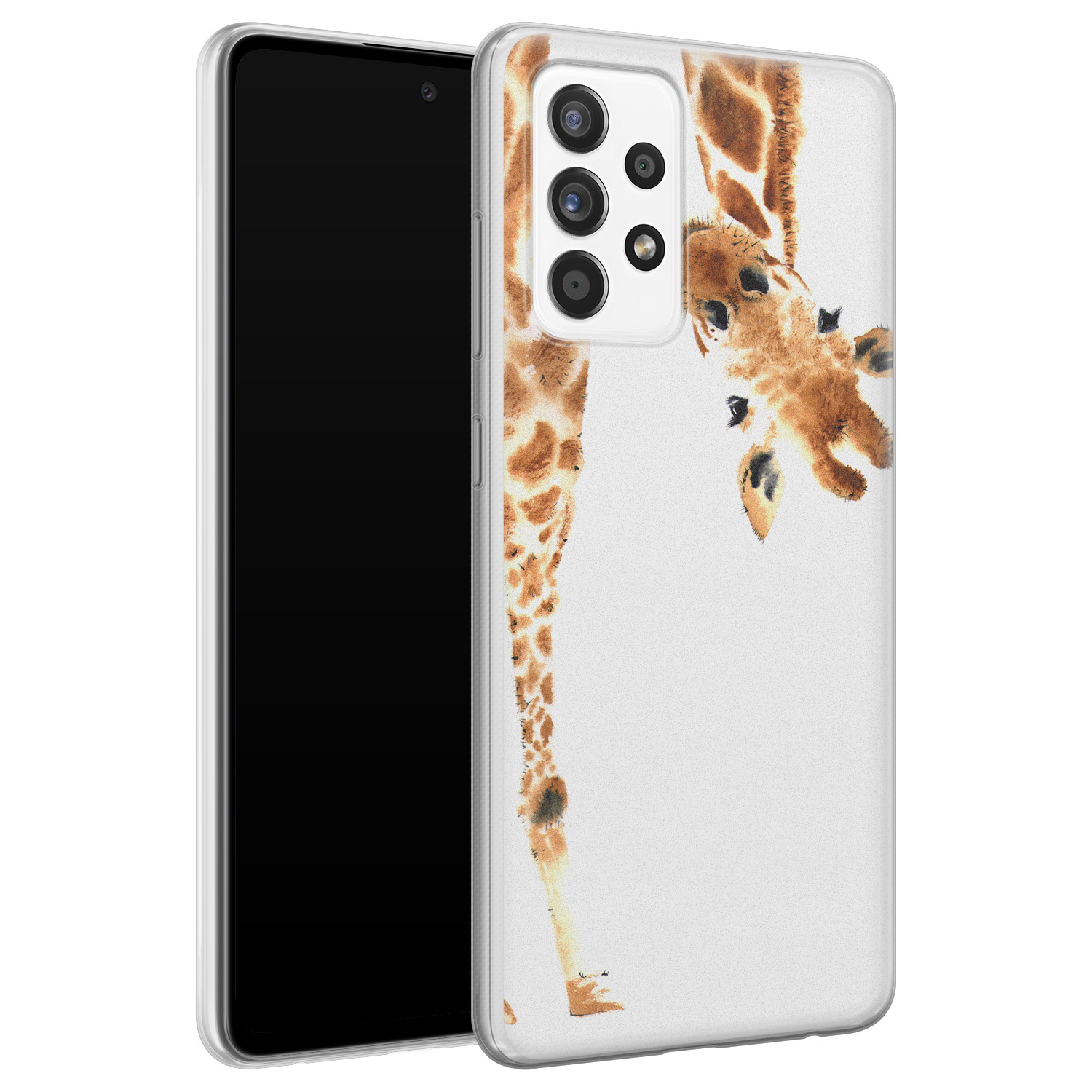 Leuke Telefoonhoesjes Samsung Galaxy A52 siliconen hoesje - Giraffe peekaboo