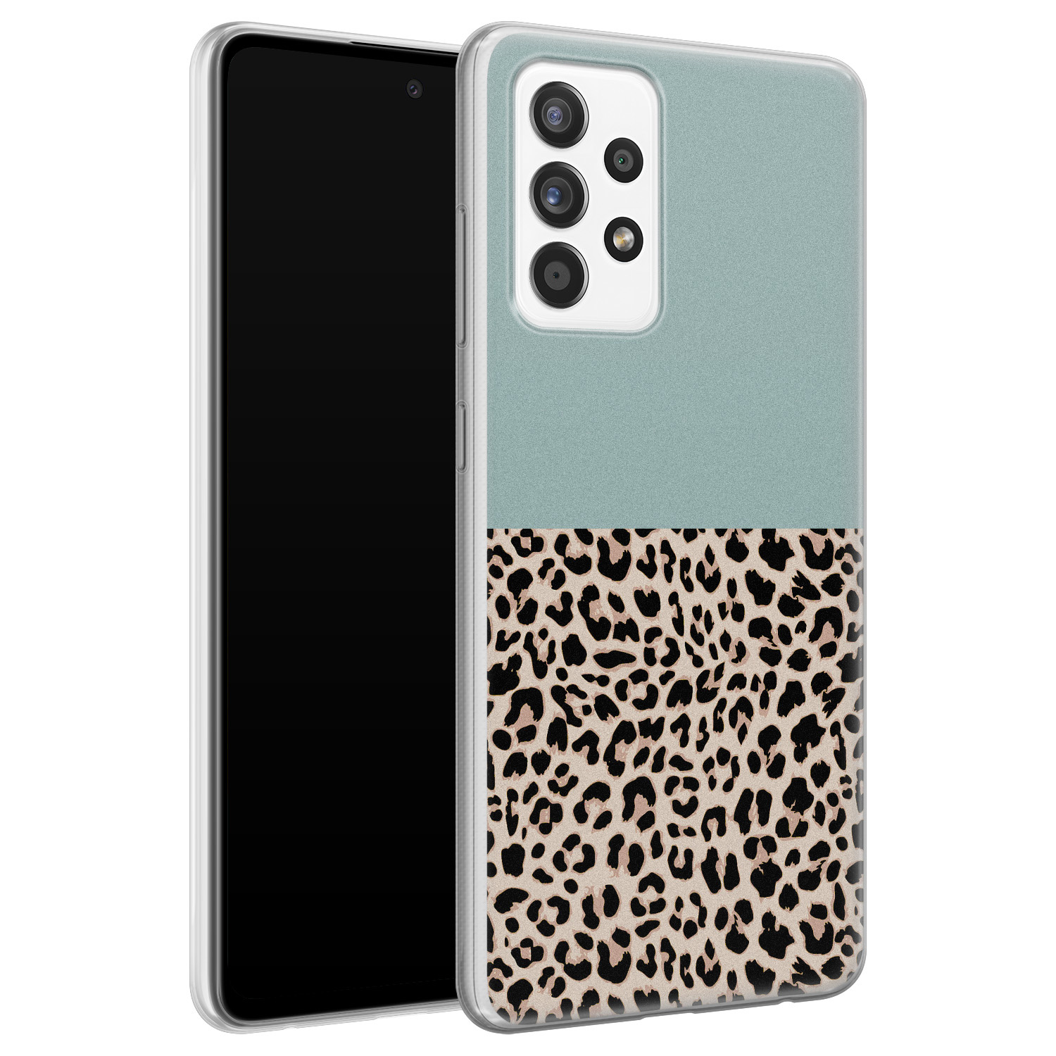 Leuke Telefoonhoesjes Samsung Galaxy A52 siliconen hoesje - Luipaard mint