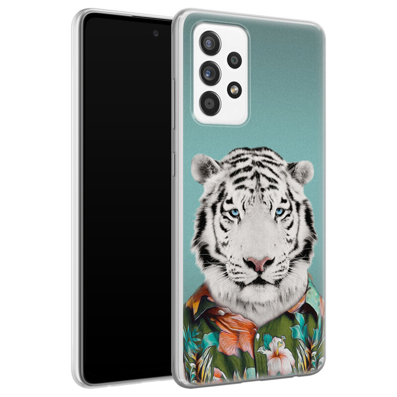 Leuke Telefoonhoesjes Samsung Galaxy A52 siliconen hoesje - Witte tijger